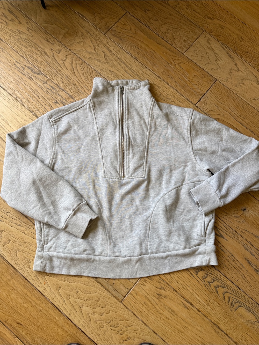 Everlane Light Gray Half-zip Track Fleece Pullover